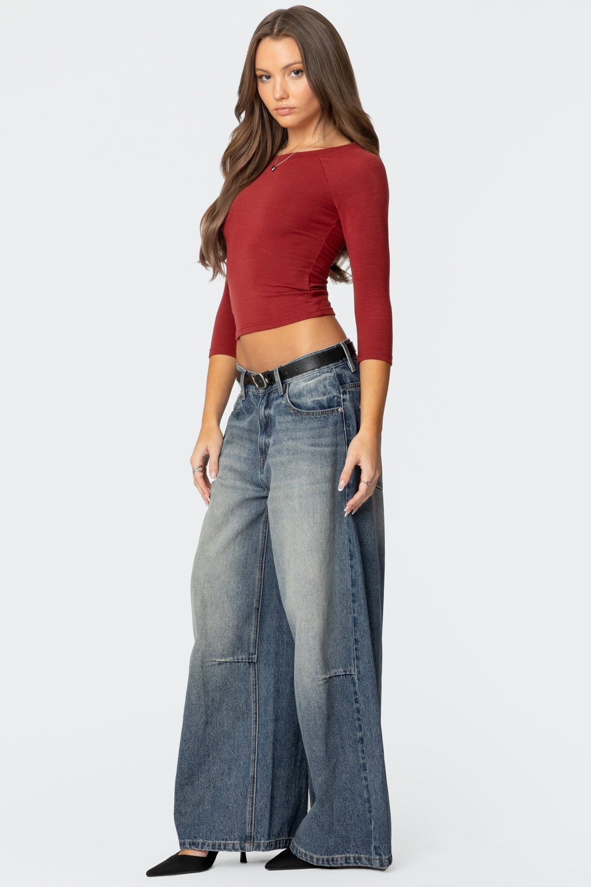 Mary Quarter Sleeve Wide Neck Top - Image 3