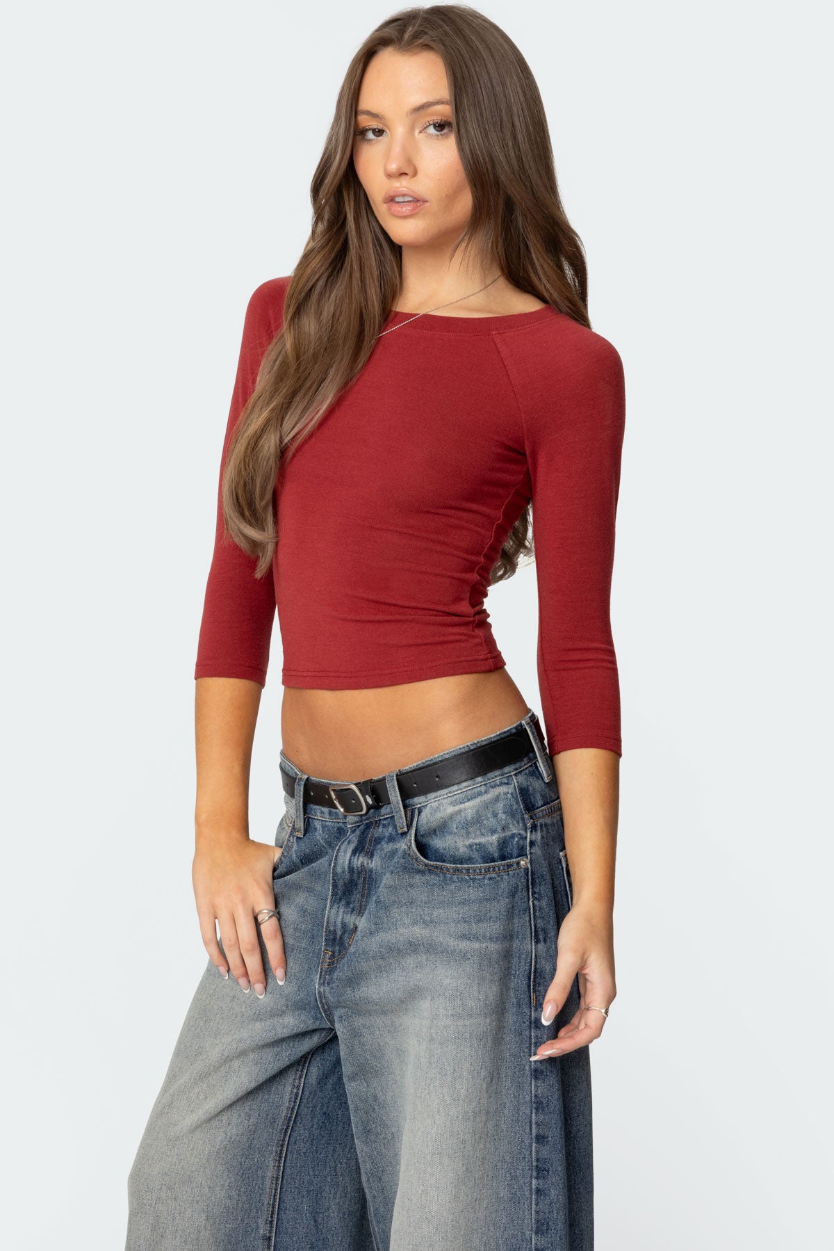 Mary Quarter Sleeve Wide Neck Top - Image 4