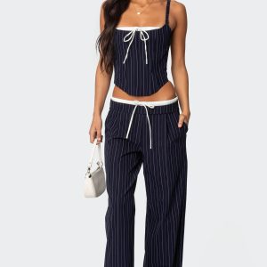 Pinstripe Peekaboo Drawstring Pants
