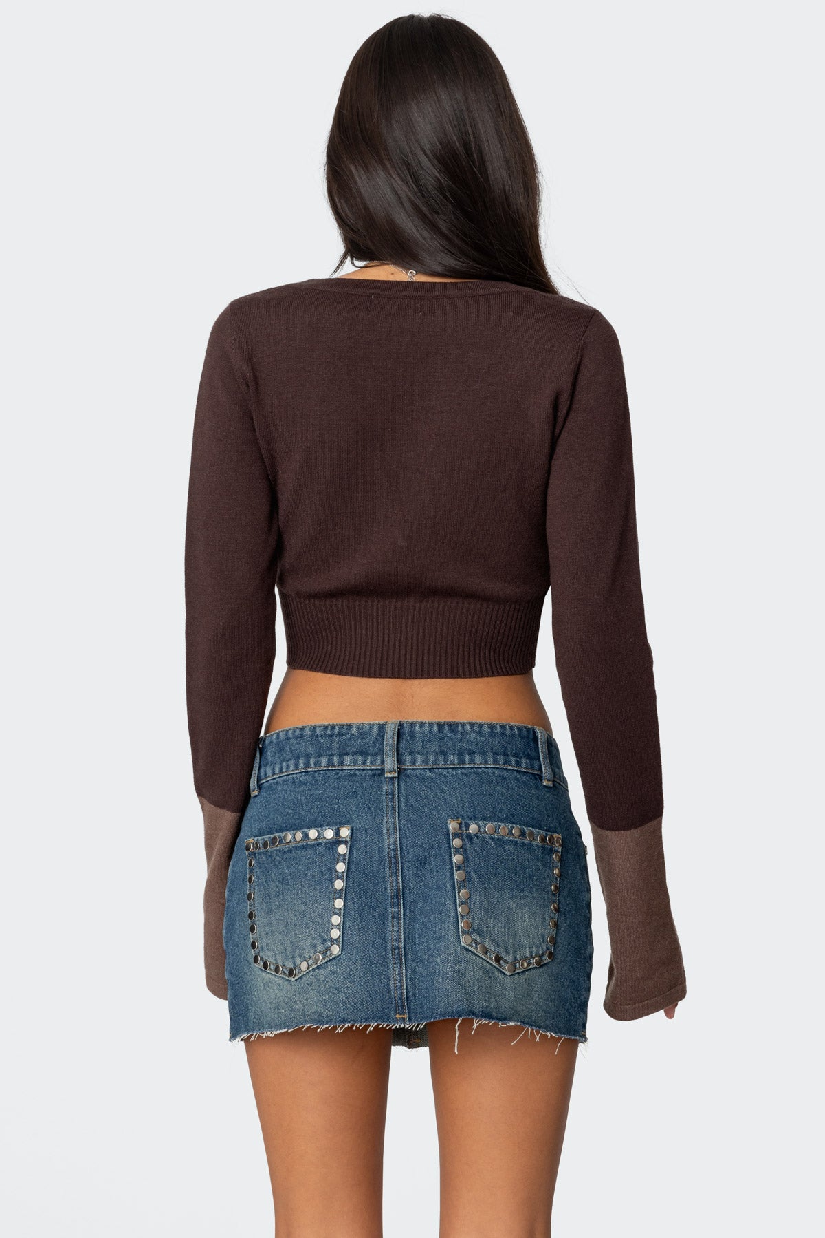 Color Block Flared Sleeve Cardigan - Image 5