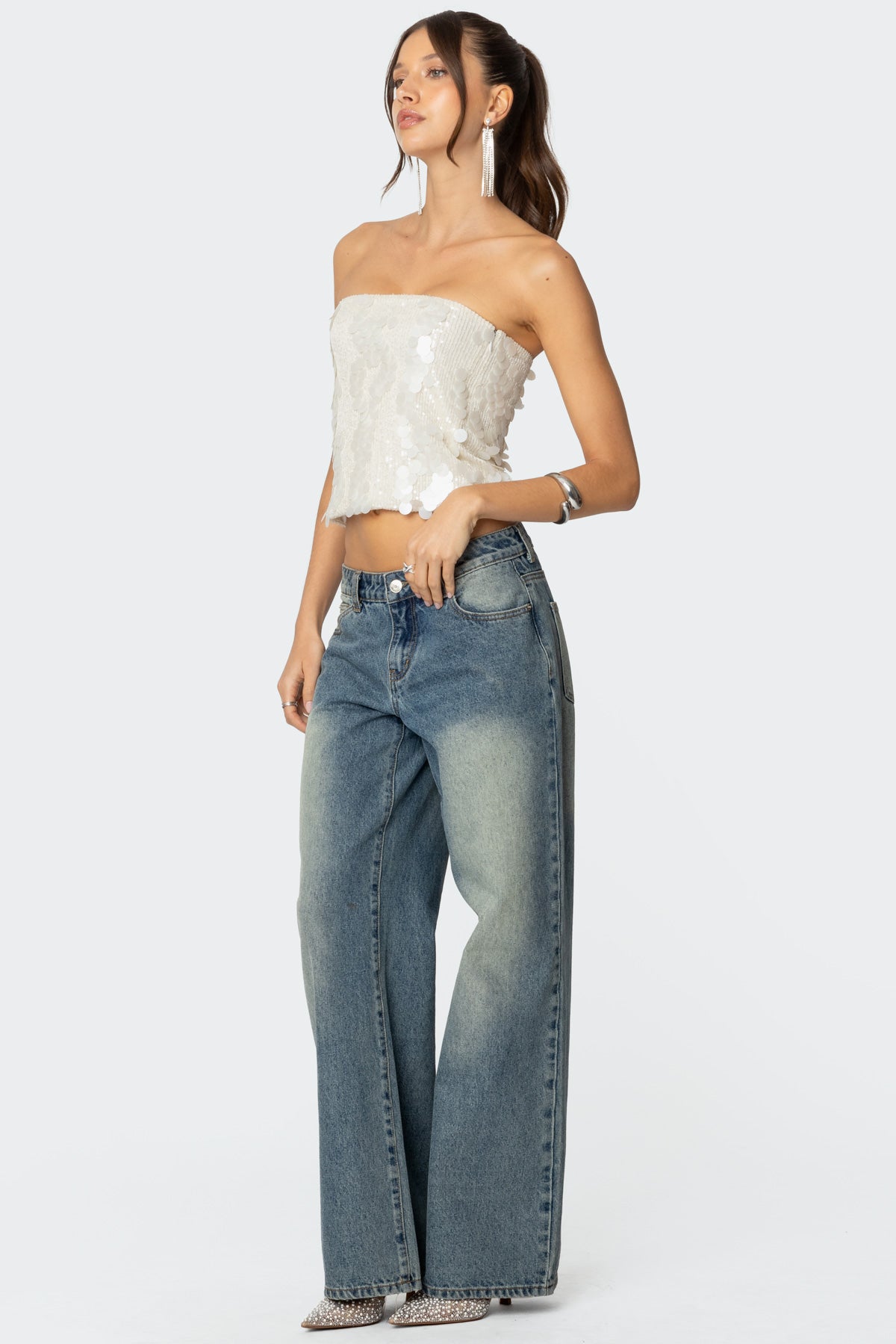 Samara Sequin Strapless Top - Image 4