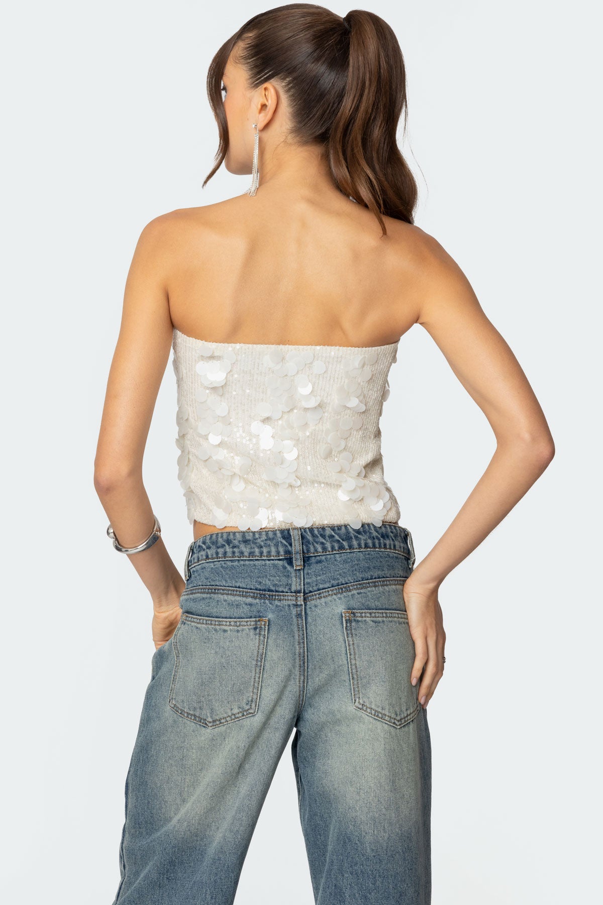 Samara Sequin Strapless Top - Image 5