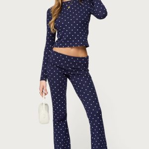 Daliya Polka Dot Fold Over Pants