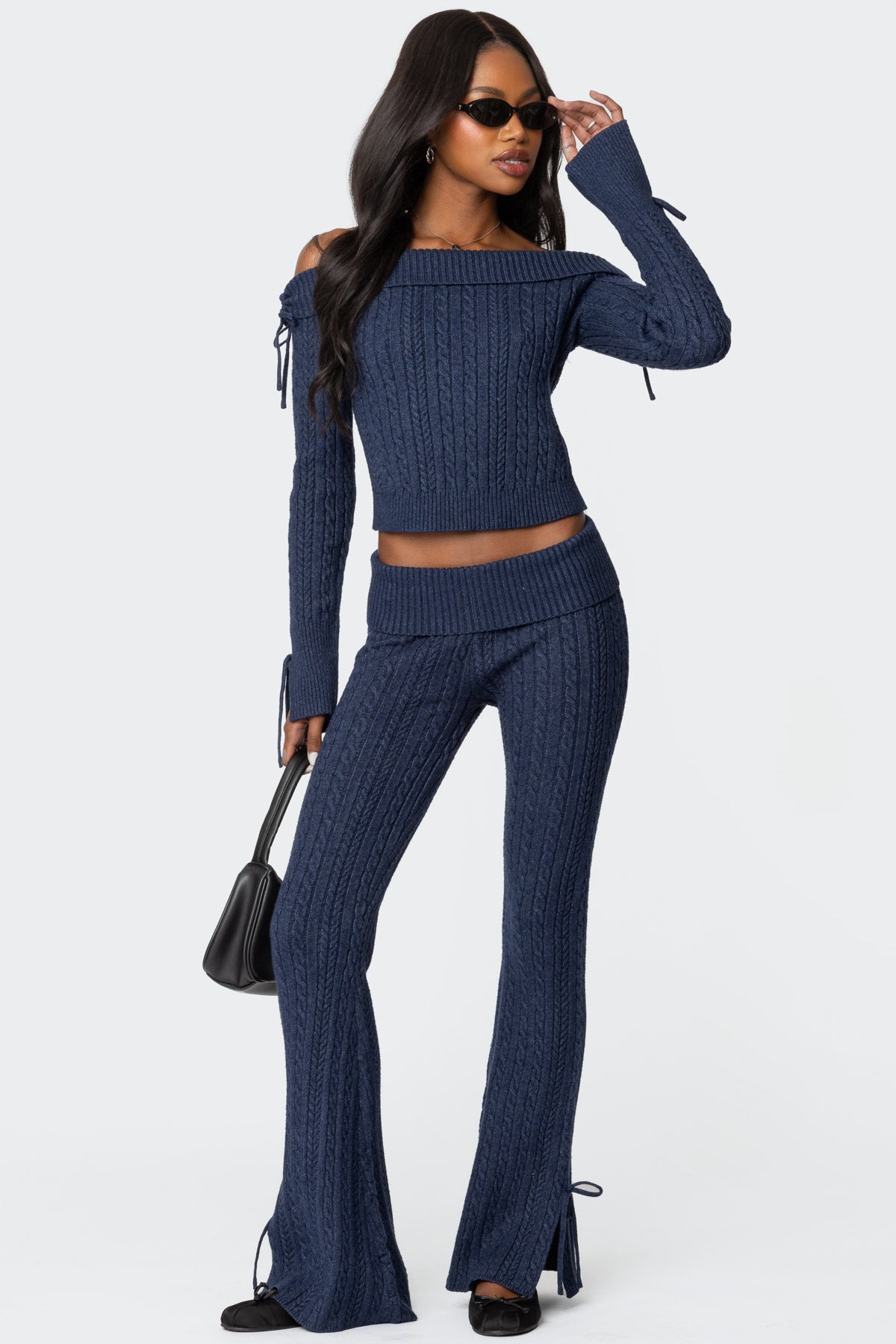 Chase Fold Over Cable Knit Top - Image 2