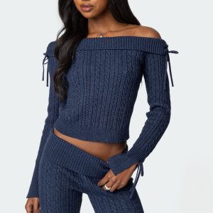 Chase Fold Over Cable Knit Top
