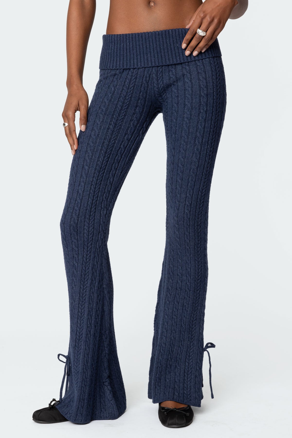 Chase Fold Over Cable Knit Pants - Image 2