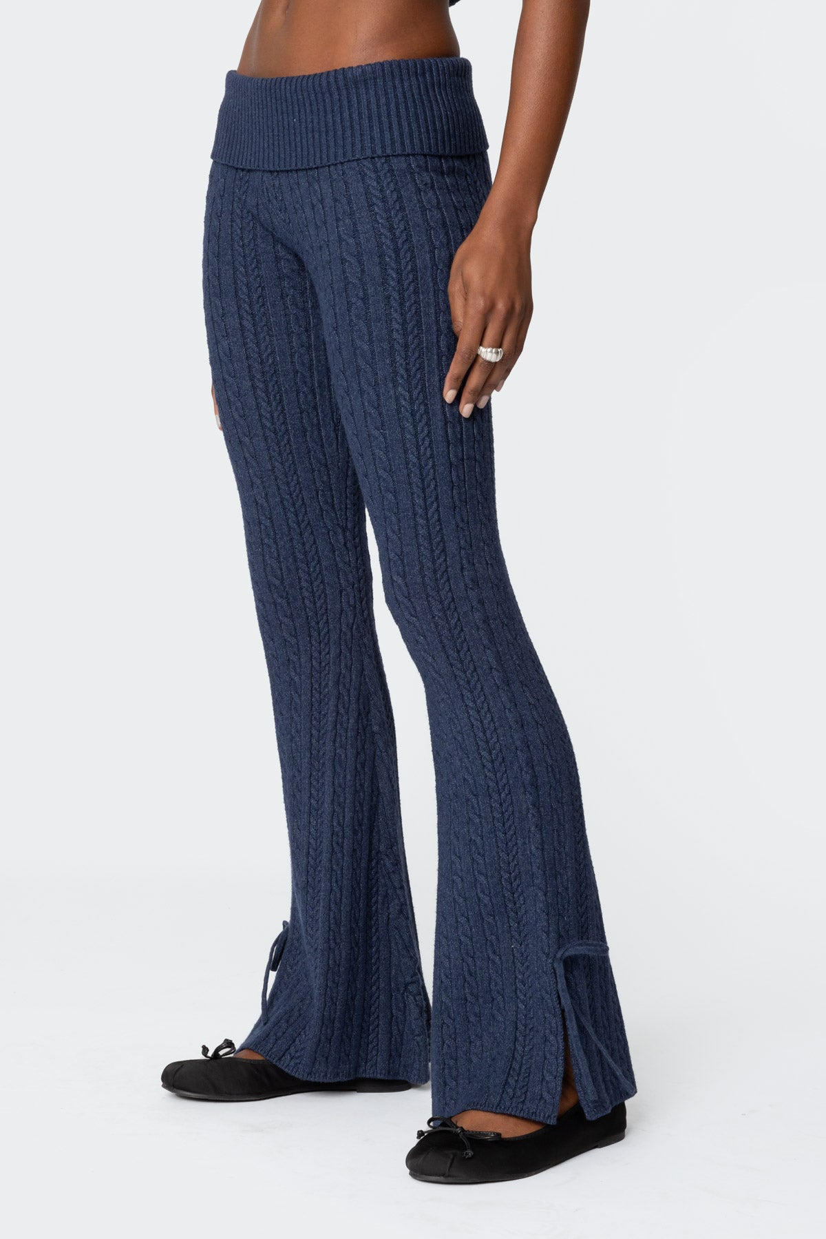 Chase Fold Over Cable Knit Pants - Image 4