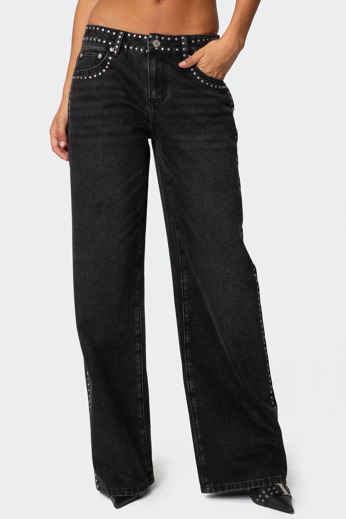 Quincy Studded Low Rise Jeans - Image 3
