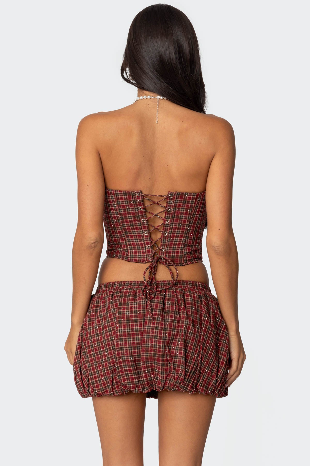 Marlene Plaid Lace Up Corset - Image 5