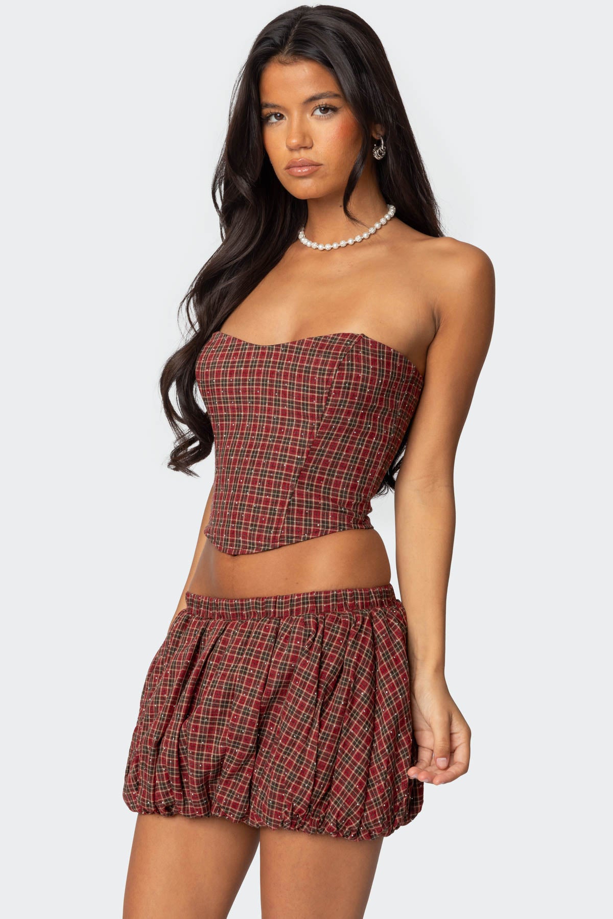 Marlene Plaid Lace Up Corset - Image 4