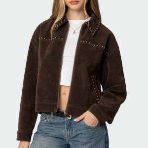 Memphis Studded Faux Suede Jacket