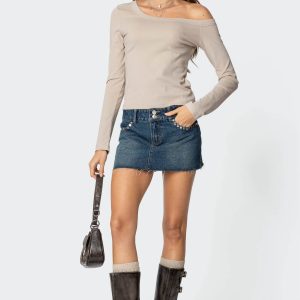 Tess Studded Denim Mini Skirt