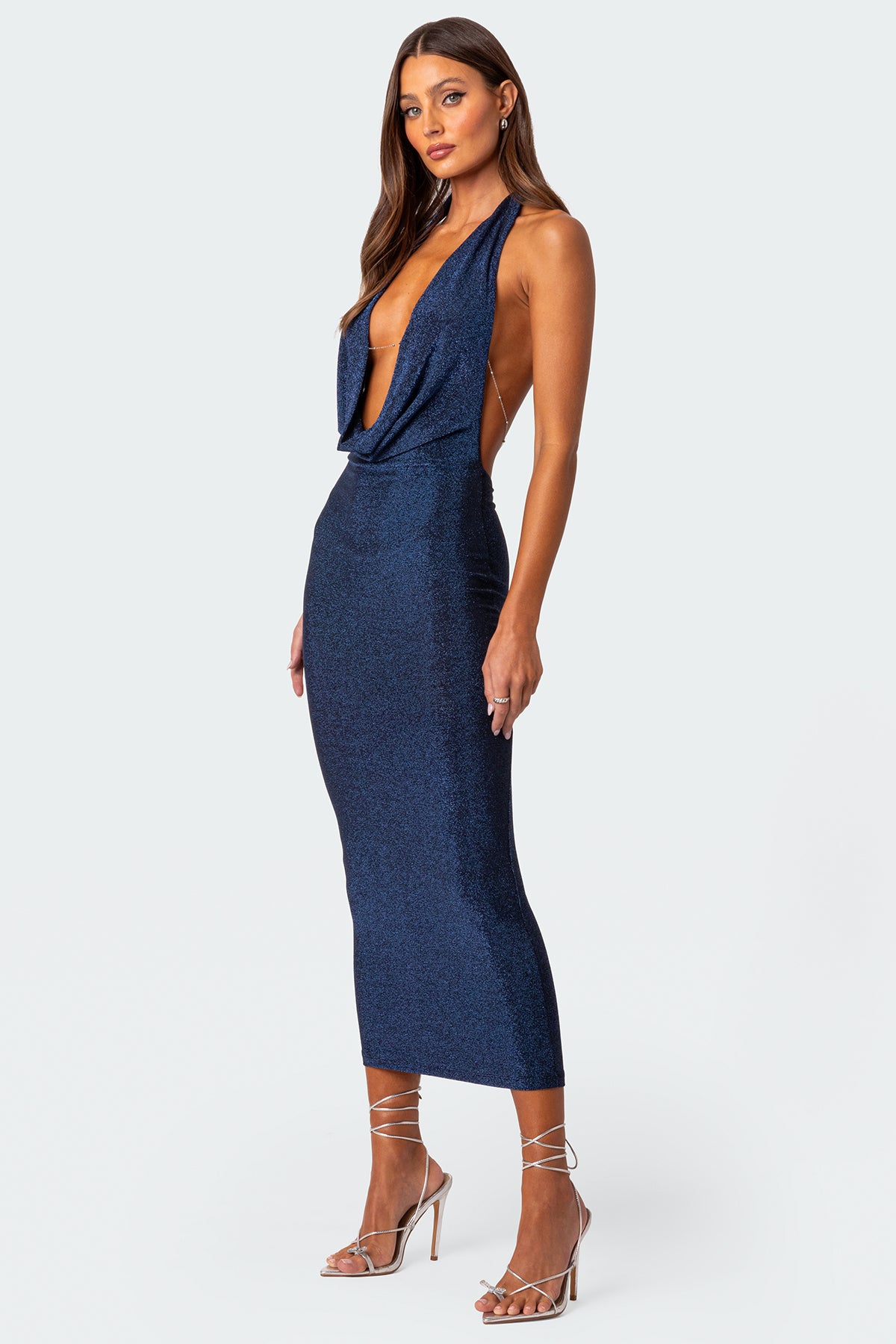 Cowl Neck Open Back Maxi Dress - Image 2