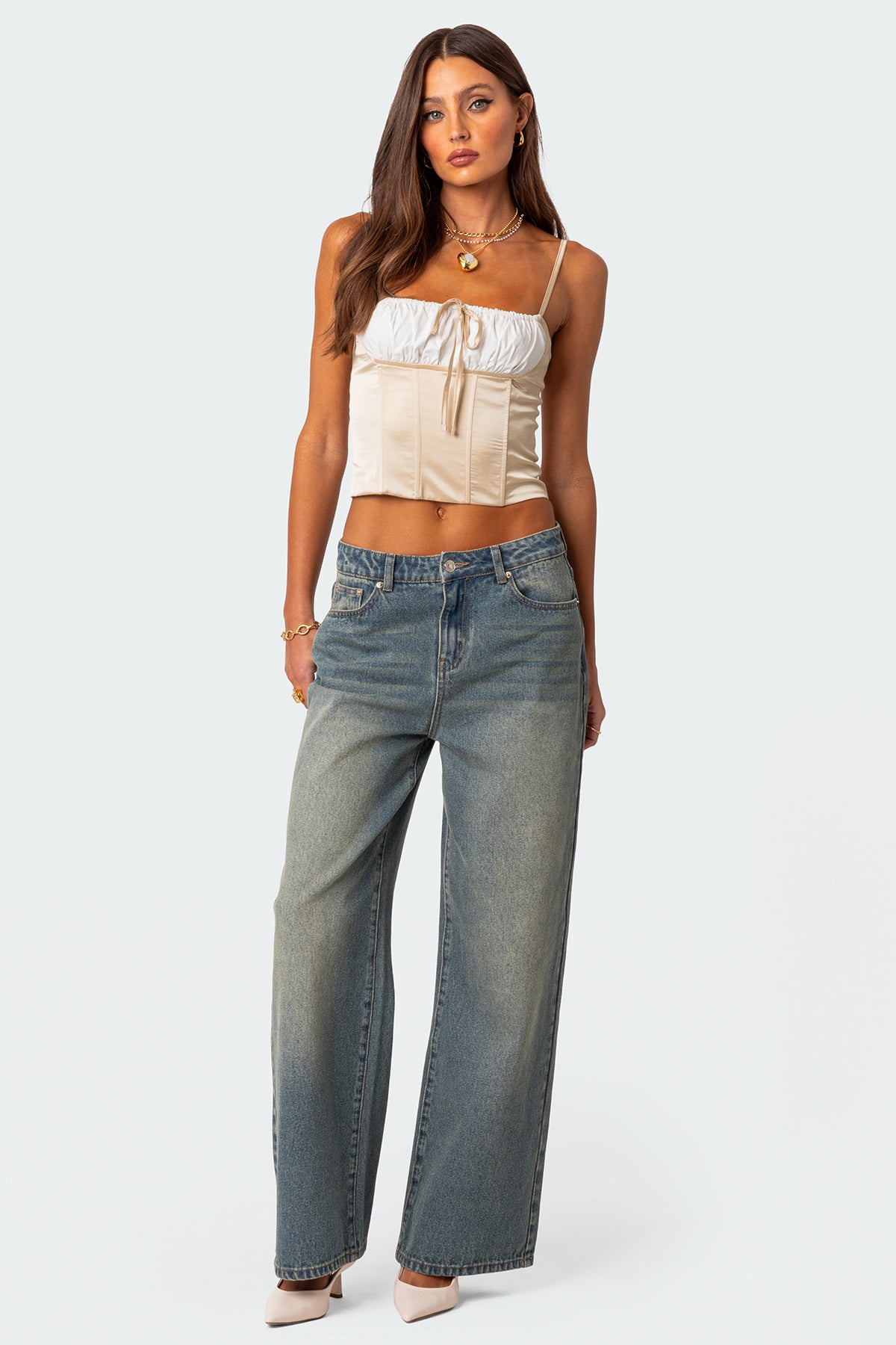 Arabelle Satin Effect Lace Up Corset - Image 5