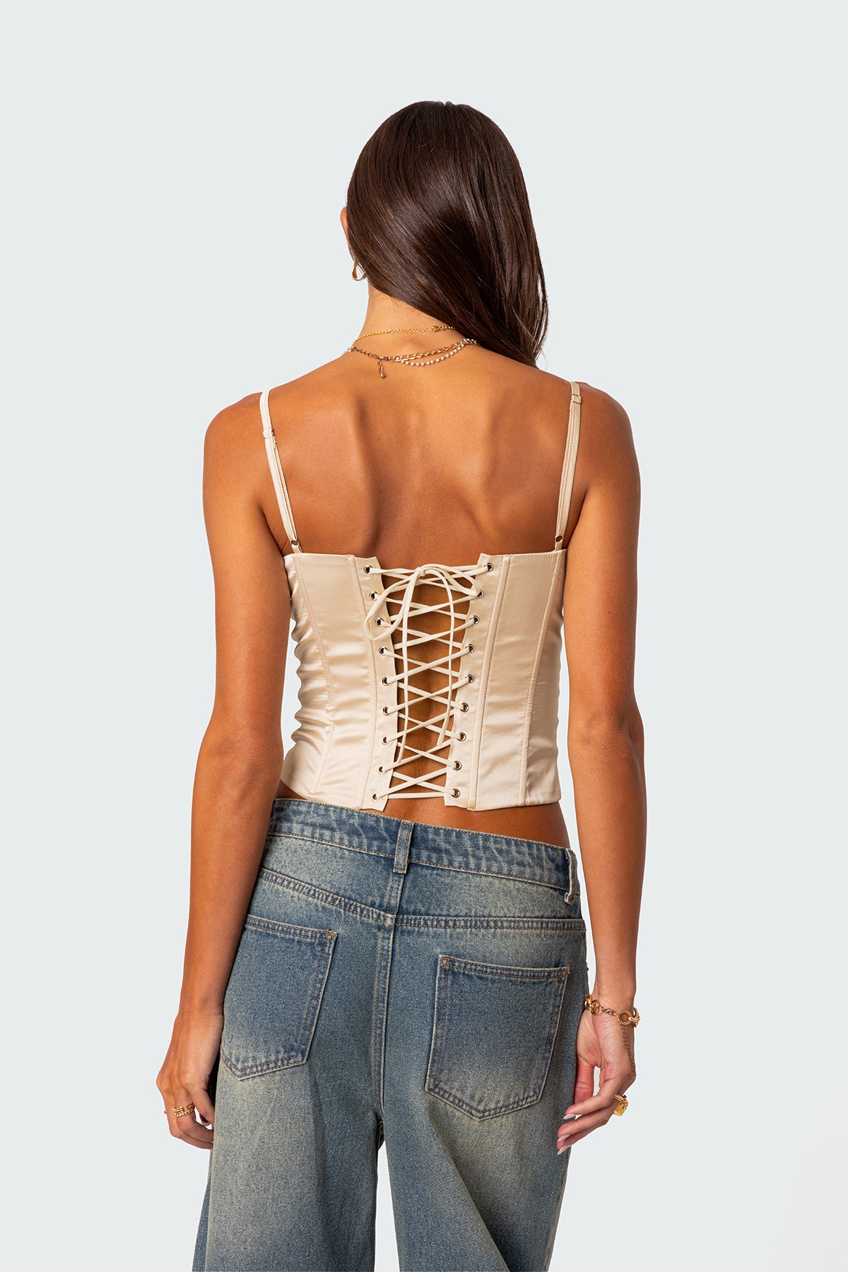 Arabelle Satin Effect Lace Up Corset - Image 4