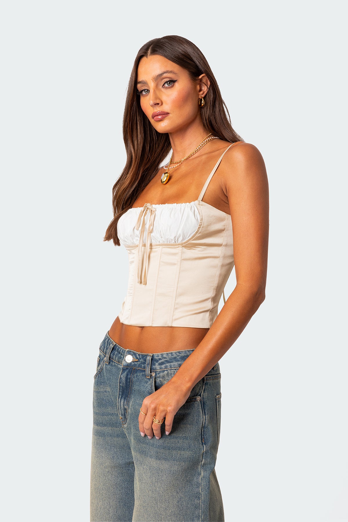 Arabelle Satin Effect Lace Up Corset - Image 3