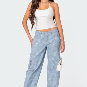 Icing Sequin Low Rise Cargo Jeans