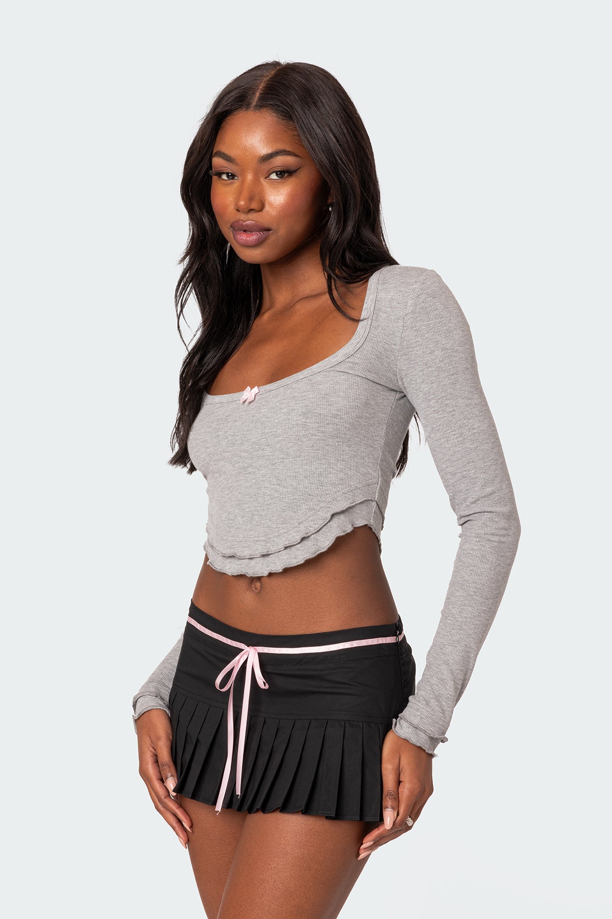 Yara Ribbed Ruffle Hem Top - Image 3