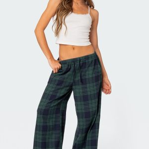 Lounge Around Plaid Wide Leg Pants