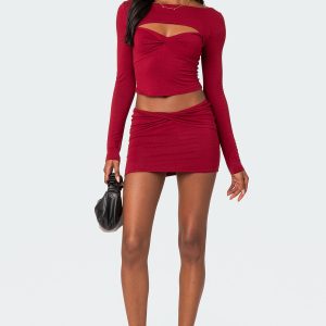 Lara Twist Front Mini Skirt