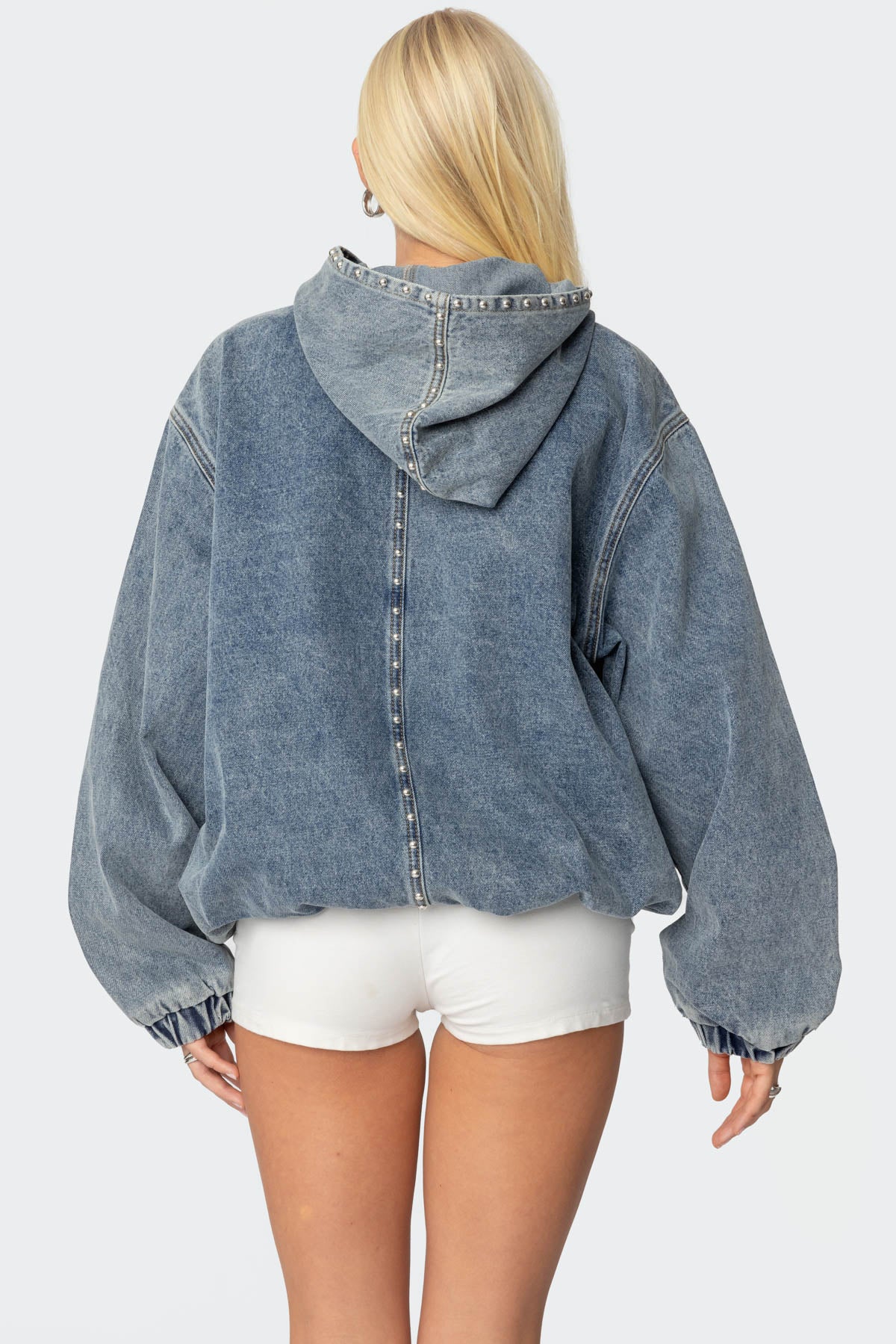 Marney Oversized Studded Denim Hoodie - Image 4