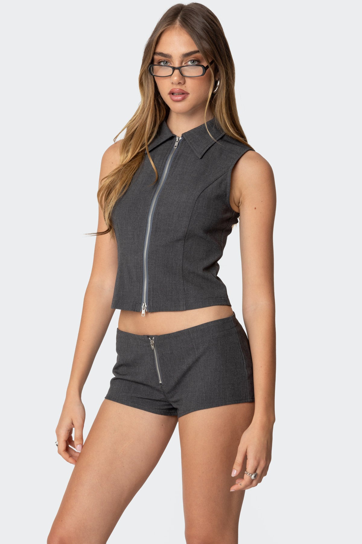 Allie Collared Zip Up Top - Image 3