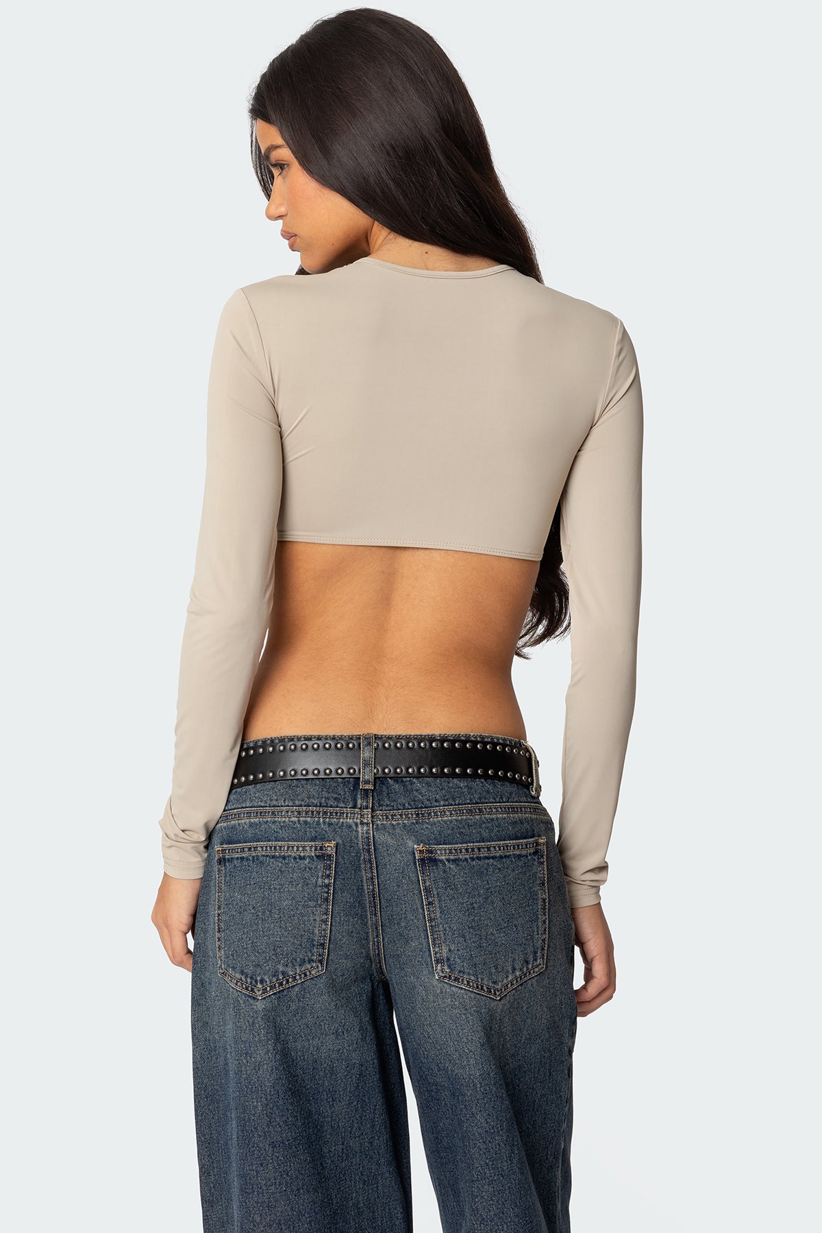 Gathered Long Sleeve Crop Top - Image 5