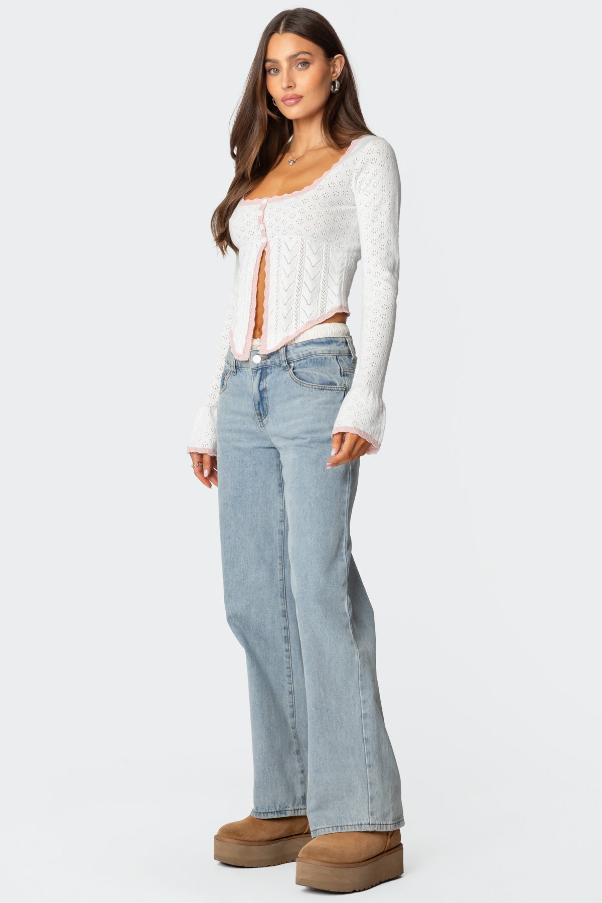 Abbie Split Front Pointelle Top - Image 4