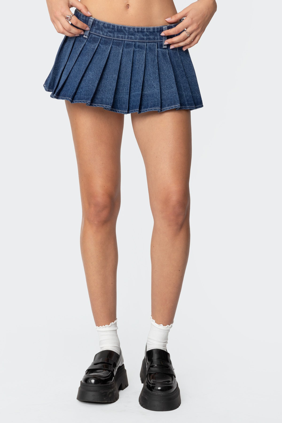 Zenia Denim Pleated Mini Skort - Image 2