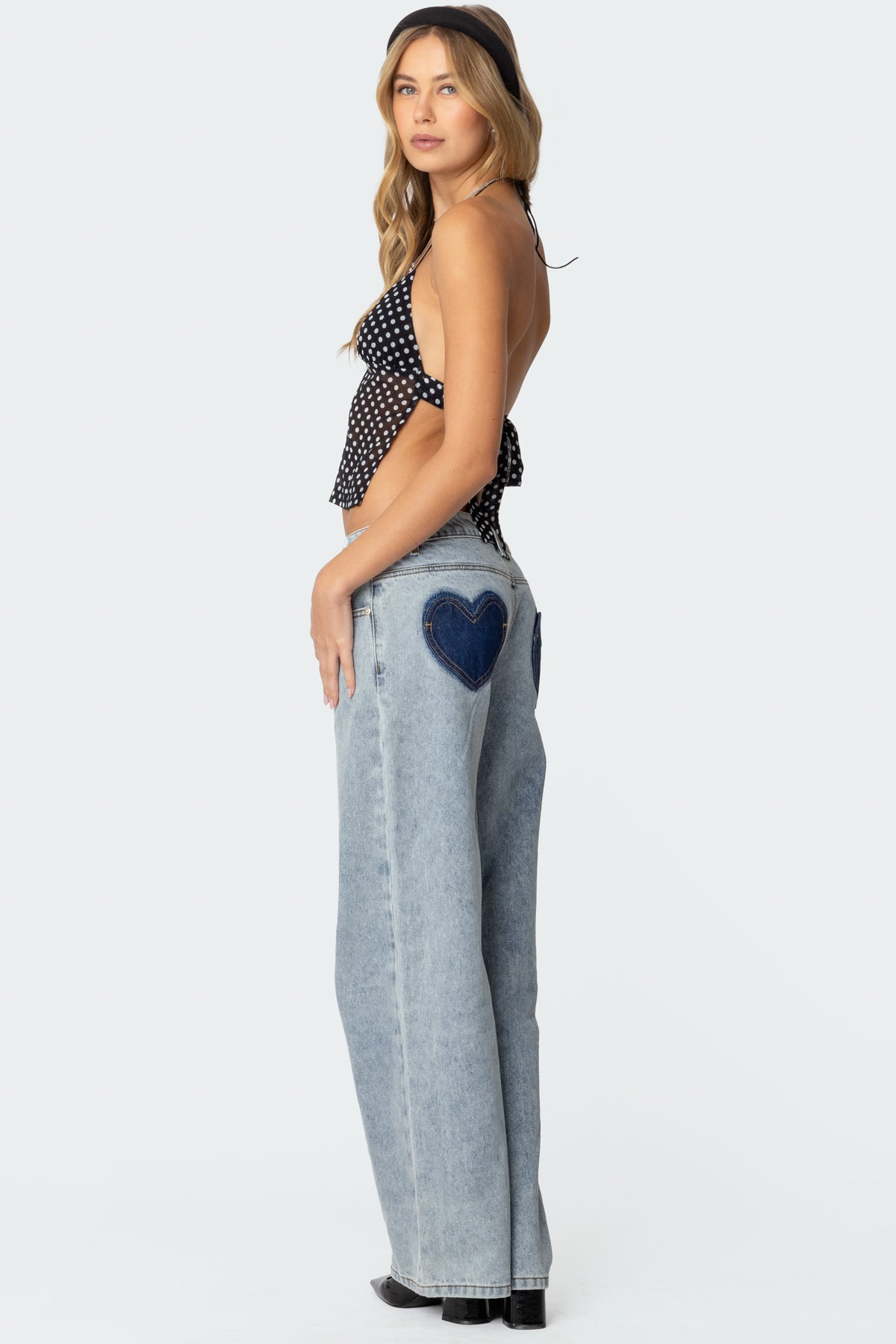 Polka Dot Backless Chiffon Top - Image 2