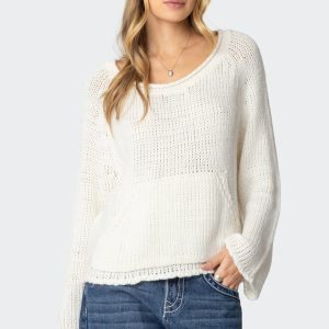 Kangaroo Pocket Oversized Knit Top