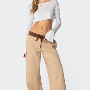 Edikted Contrast Embroidered Sweatpants