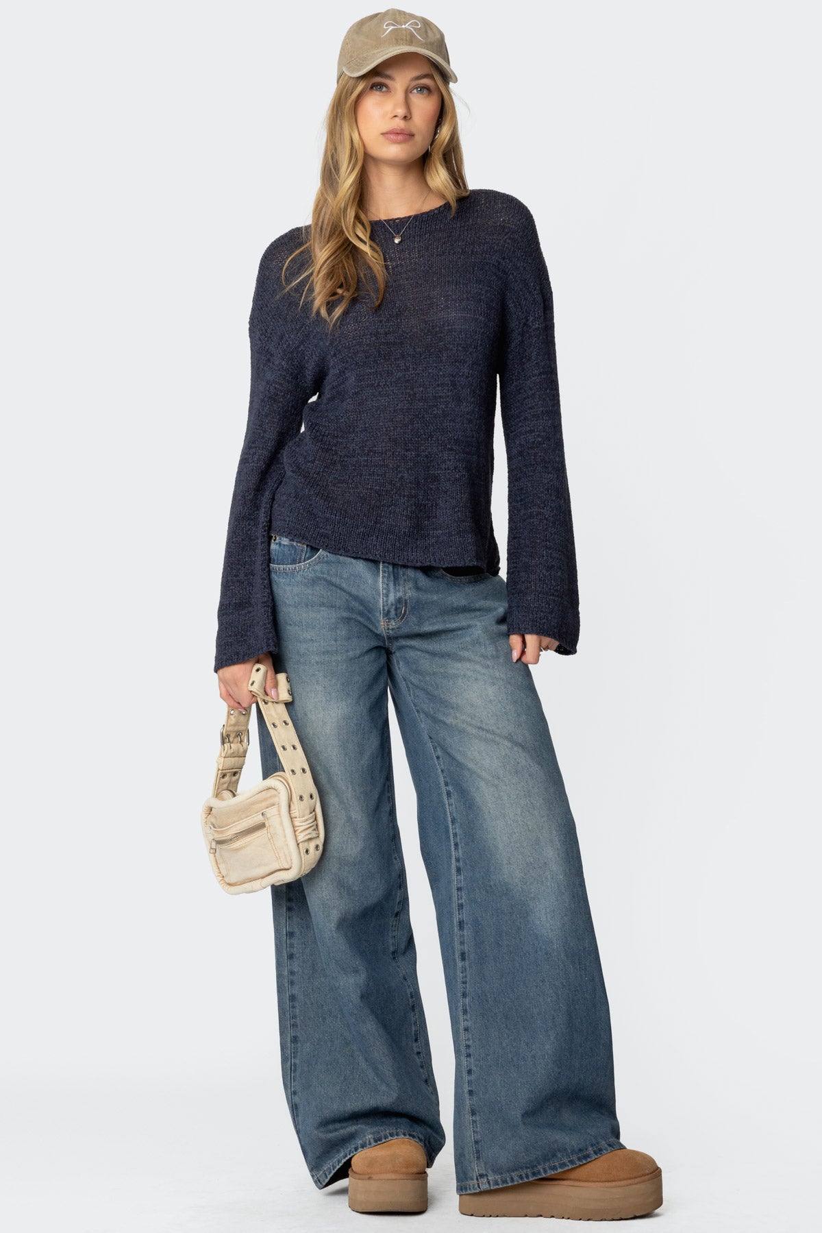 Drop Shoulder Light Knit Sweater - Image 2
