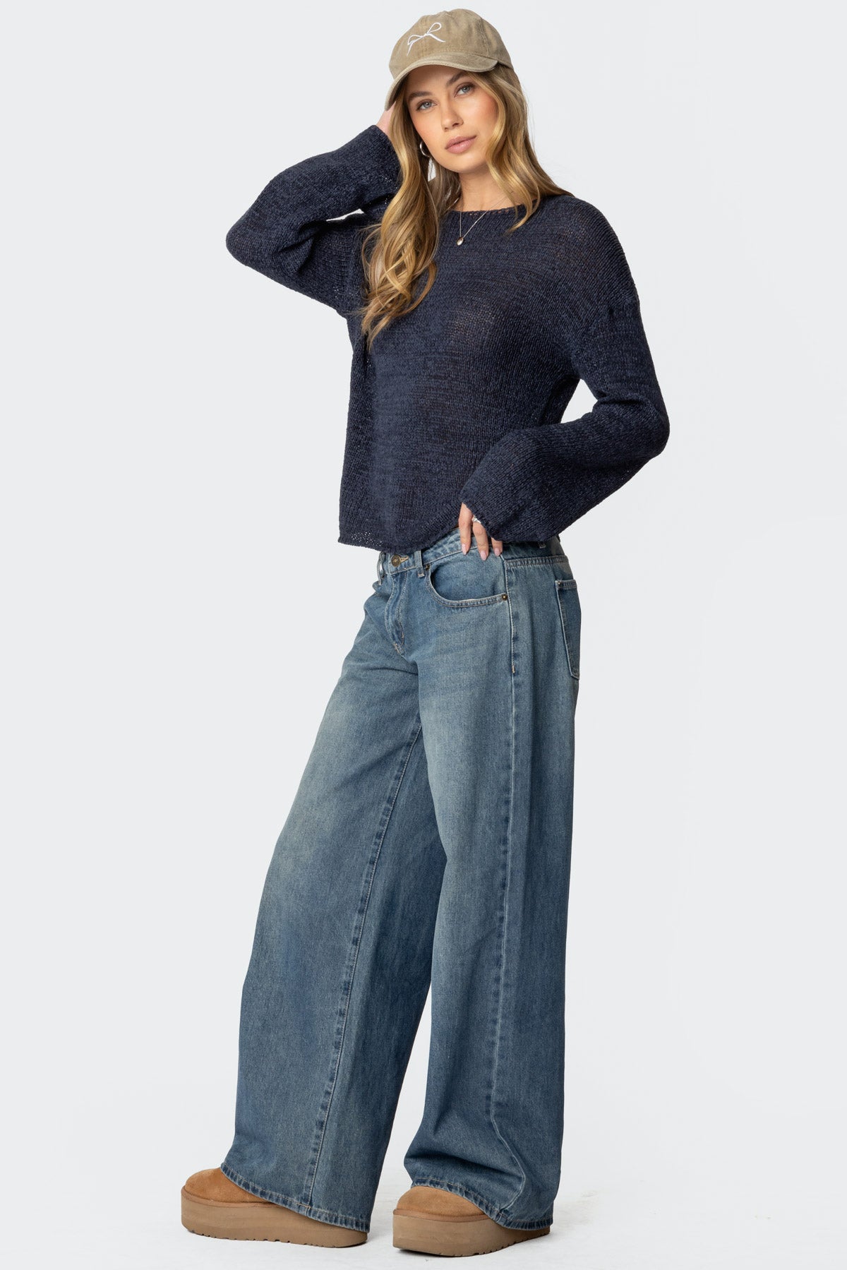 Drop Shoulder Light Knit Sweater - Image 4