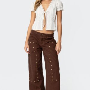 Studded Low Rise Carpenter Jeans