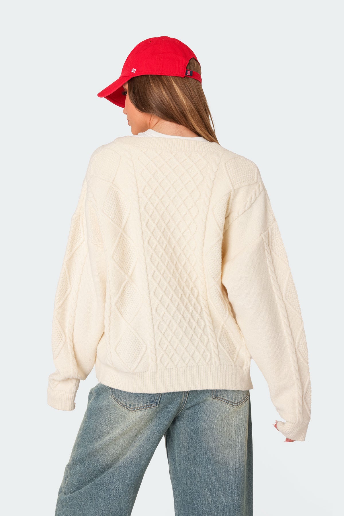 Rory Oversized Cable Knit Cardigan - Image 5