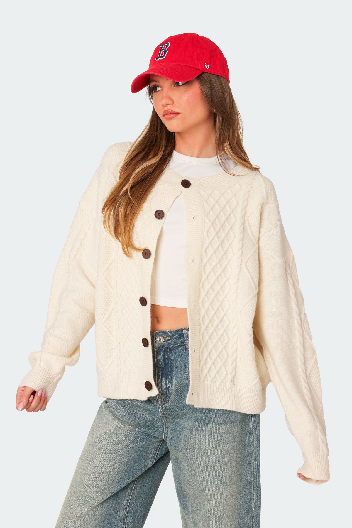 Rory Oversized Cable Knit Cardigan - Image 3