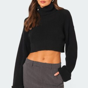 Oversized Turtle Neck Cropped Sweater