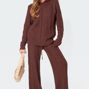Jelena Relaxed Cable Knit Pants