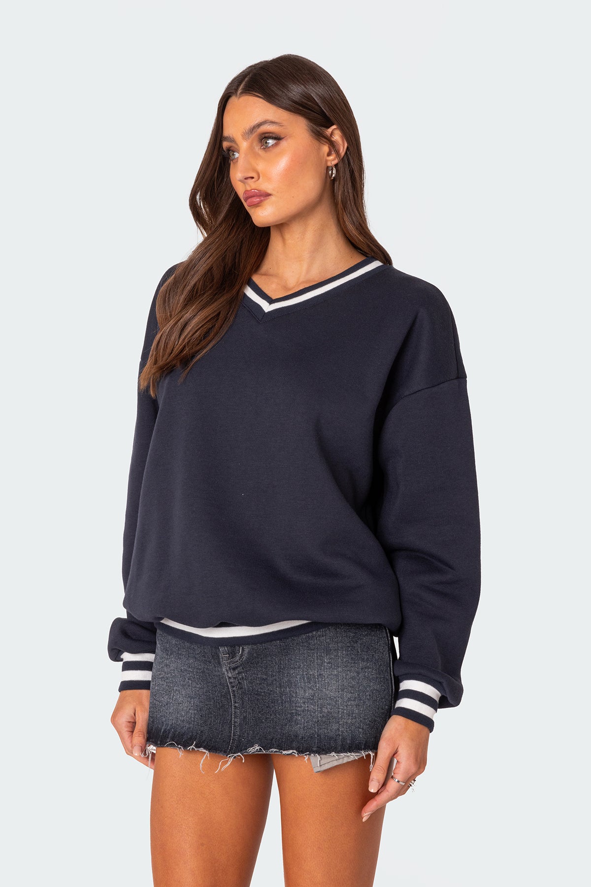 Caryn Oversized V Neck Sweatshirt - Image 3