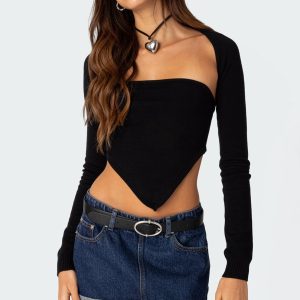 Two Piece Knit Triangle Shrug Top
