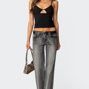 Boot Cut Washed Low Rise Jeans