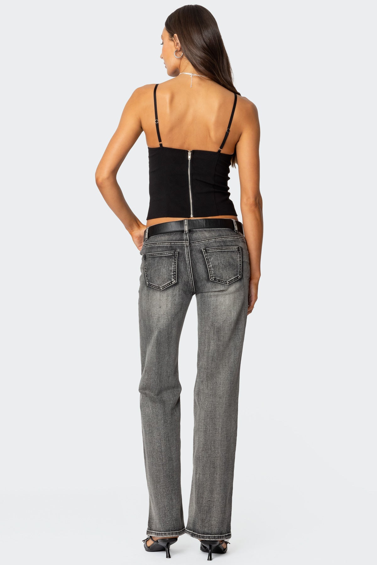 Boot Cut Washed Low Rise Jeans - Image 5