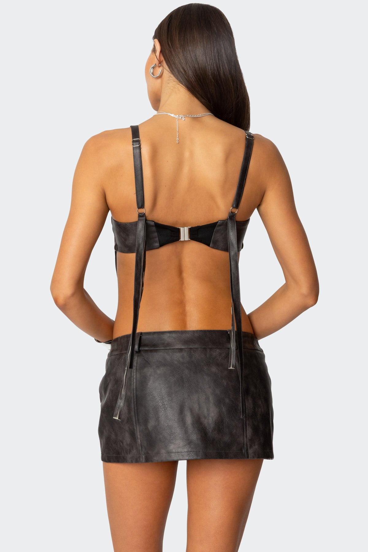 Sadaf Faux Leather Bra Top - Image 4