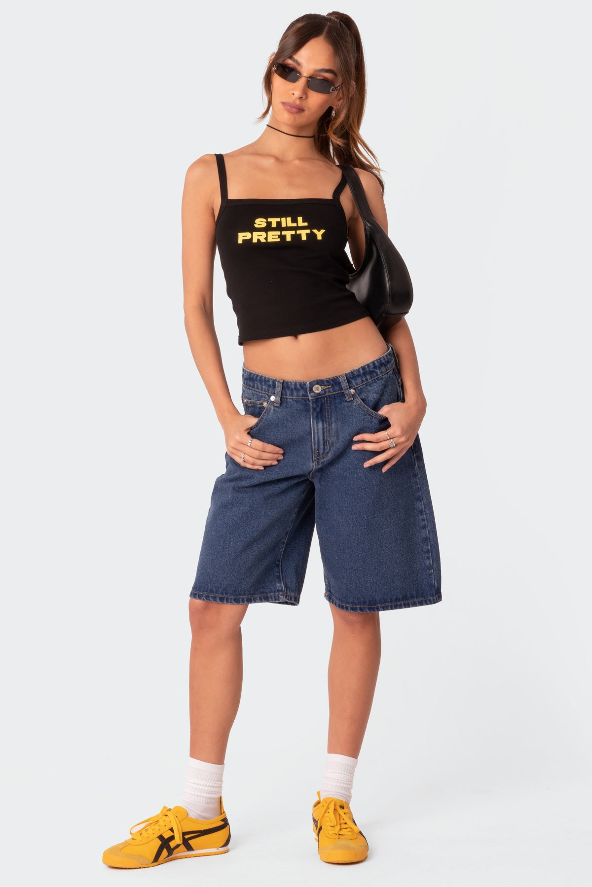 Oversized Low Rise Denim Bermuda Shorts - Image 5