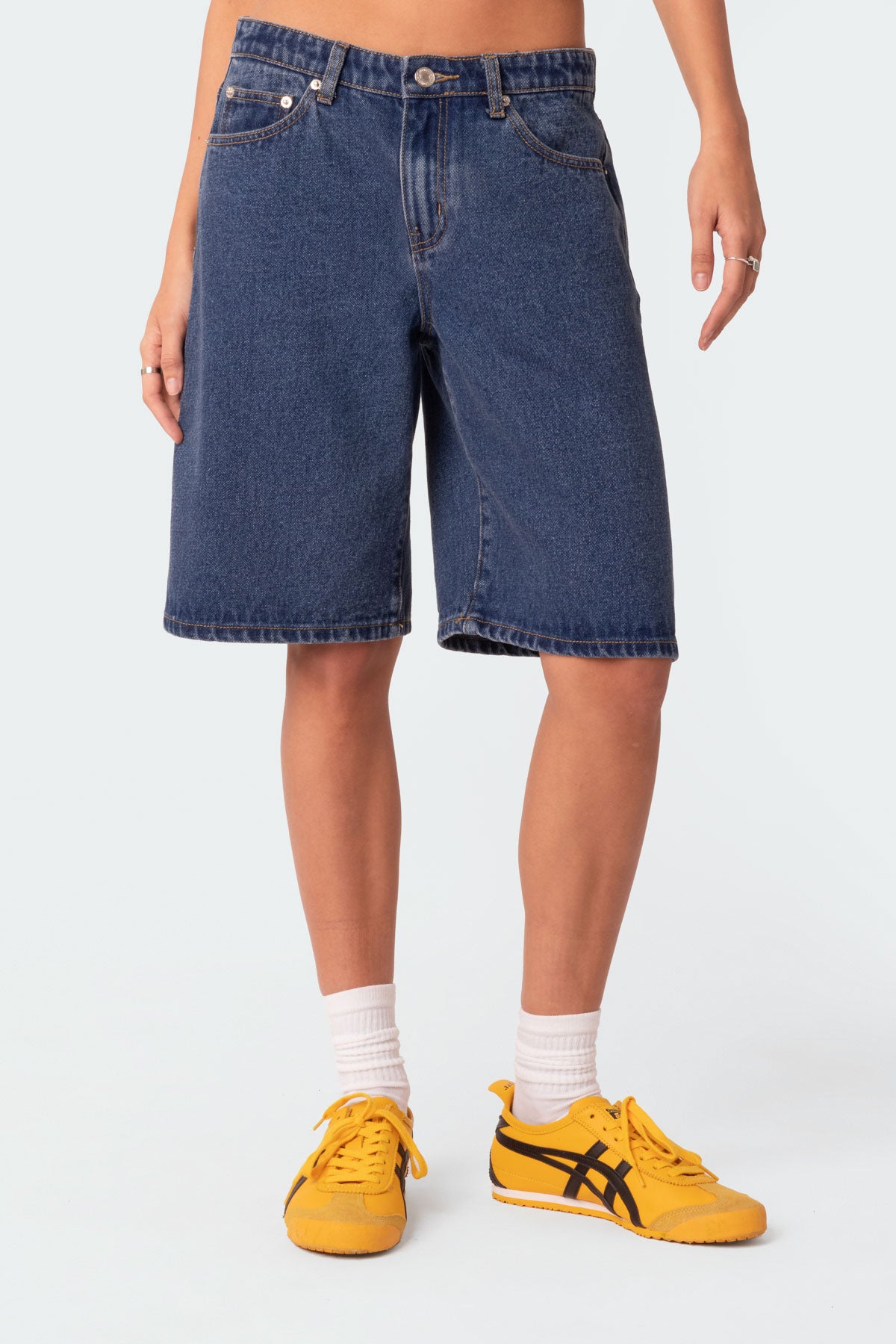 Oversized Low Rise Denim Bermuda Shorts - Image 2