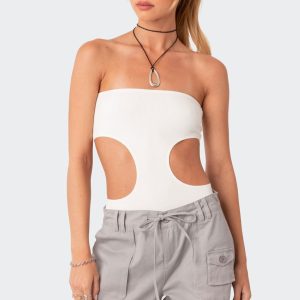 Vivie Ribbed Cut-Out Bodysuit