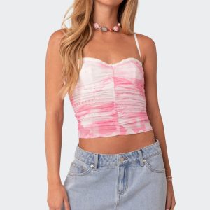 Evelyn Printed Mesh Bra Top