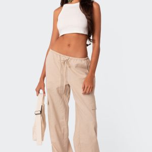 Lyric Linen Look Cargo Pants
