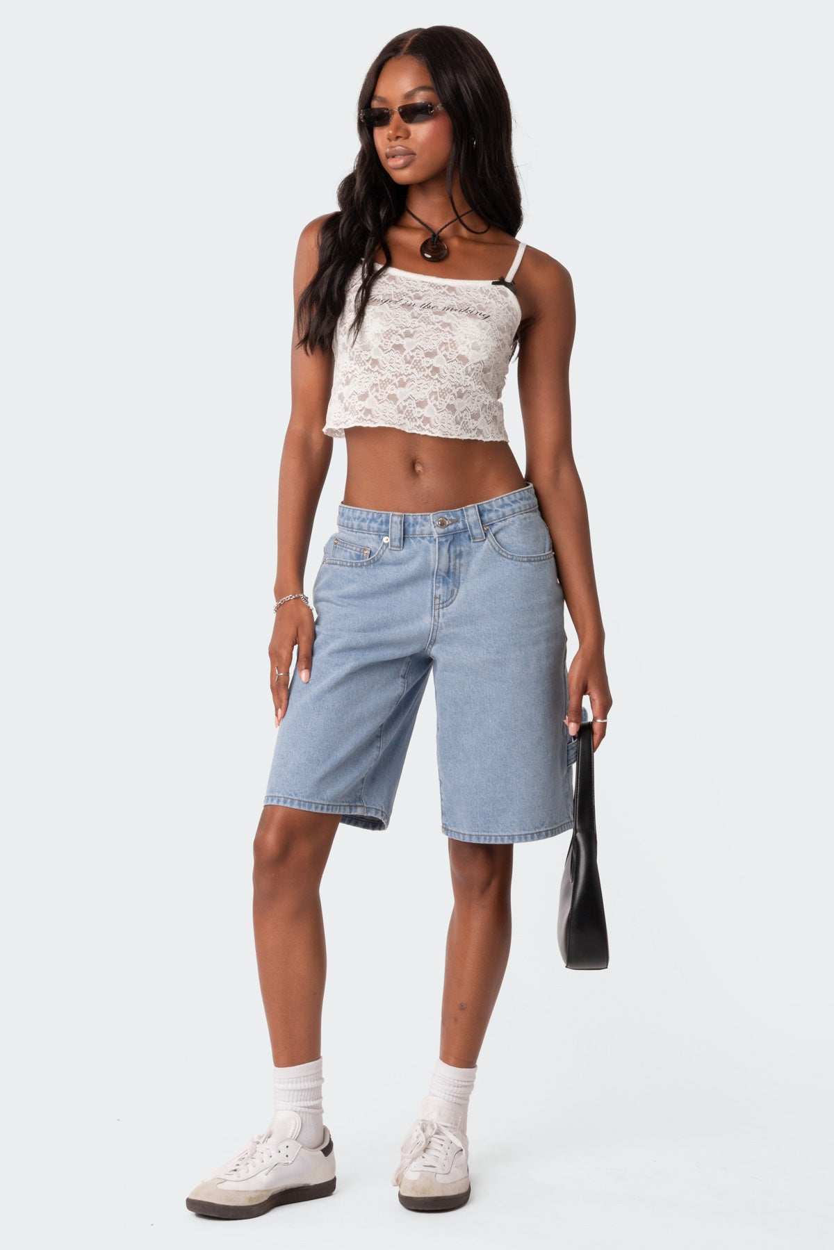 Low Rise Bermuda Denim Carpenter Shorts - Image 5